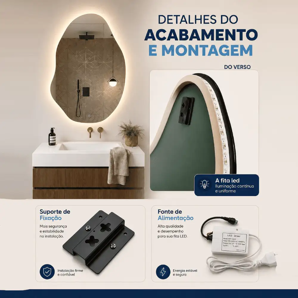 Espelho Decorativo LED - Duna 70X50-90x70 - Imagem 2